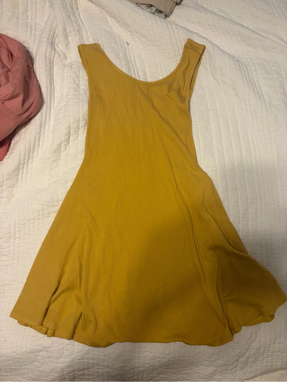 audrey Mustard Yellow Ribbed Swing Tank Tunic
